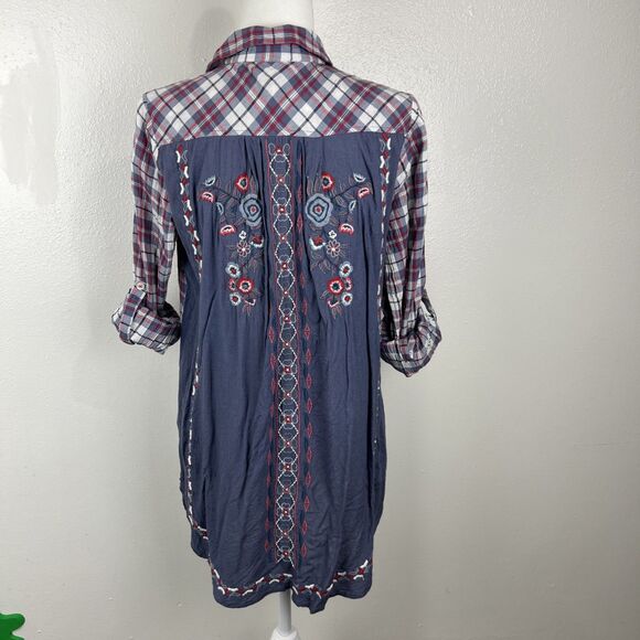 Kyla Seo Floral Embroidered Shirt XS Oversized Button Up Coastal Cowgirl Boho - Picture 5 of 15